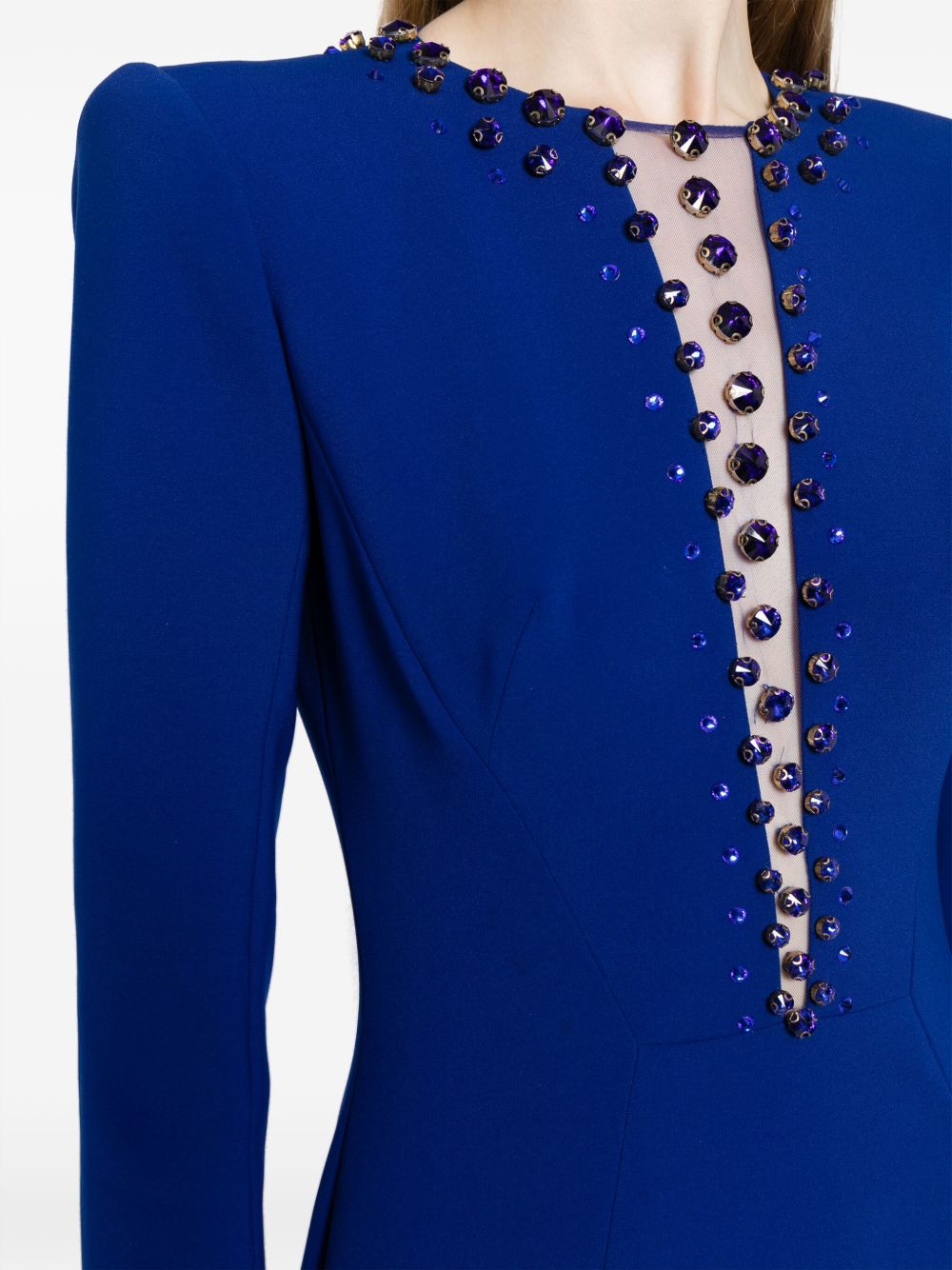 Shop Jenny Packham Marius Crystal-embellished Crepe Gown Dress In Blue