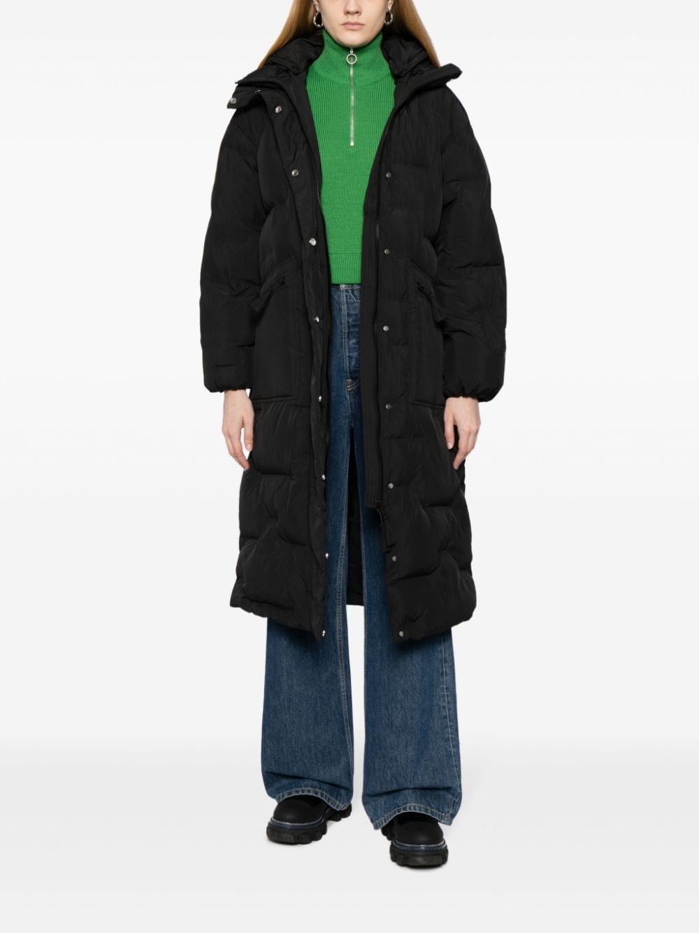 GANNI oversized puffer coat - Zwart
