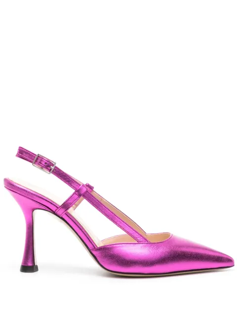 P.A.R.O.S.H. pointed-toe metallic-leather slingback pumps