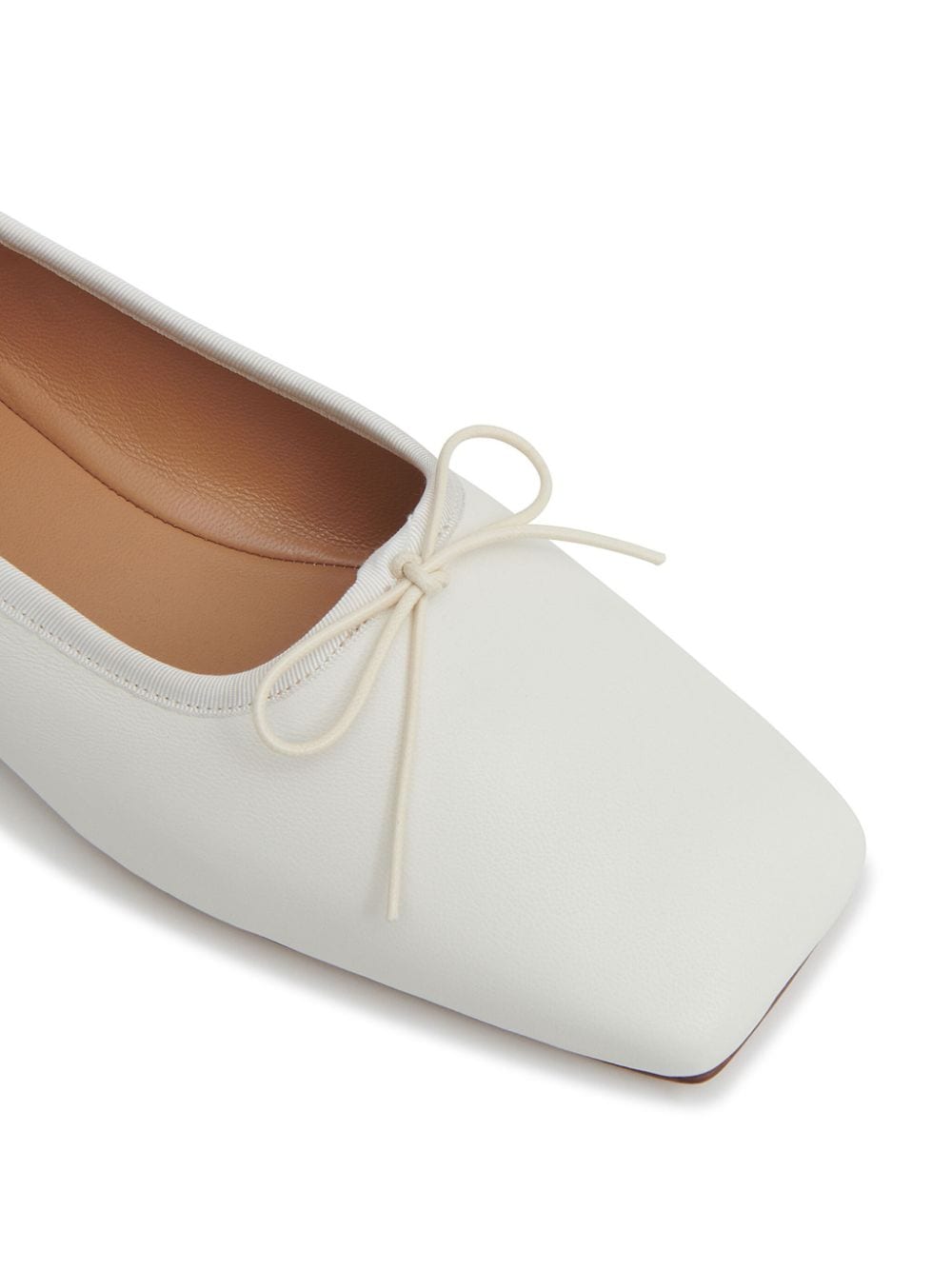 Shop Mansur Gavriel Bianca Square-toe Leather Ballerinas In White