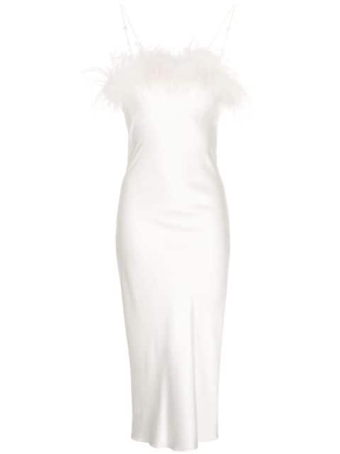 Gilda & Pearl Camille feather-trim silk dress