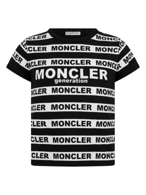 Moncler Enfant striped logo-print cotton T-shirt