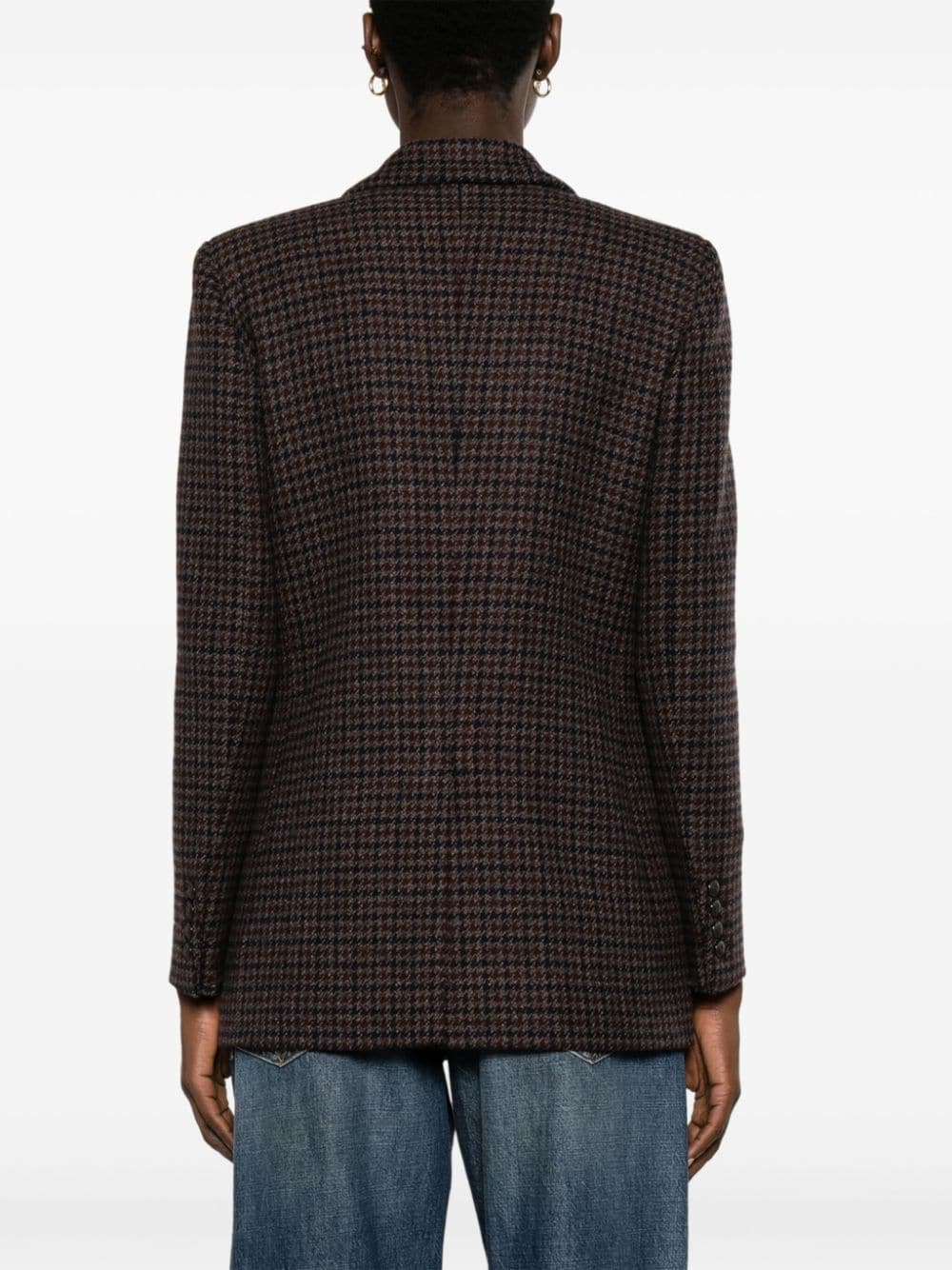 Shop Blazé Milano Double-breasted Houndstooth Blazer In Brown