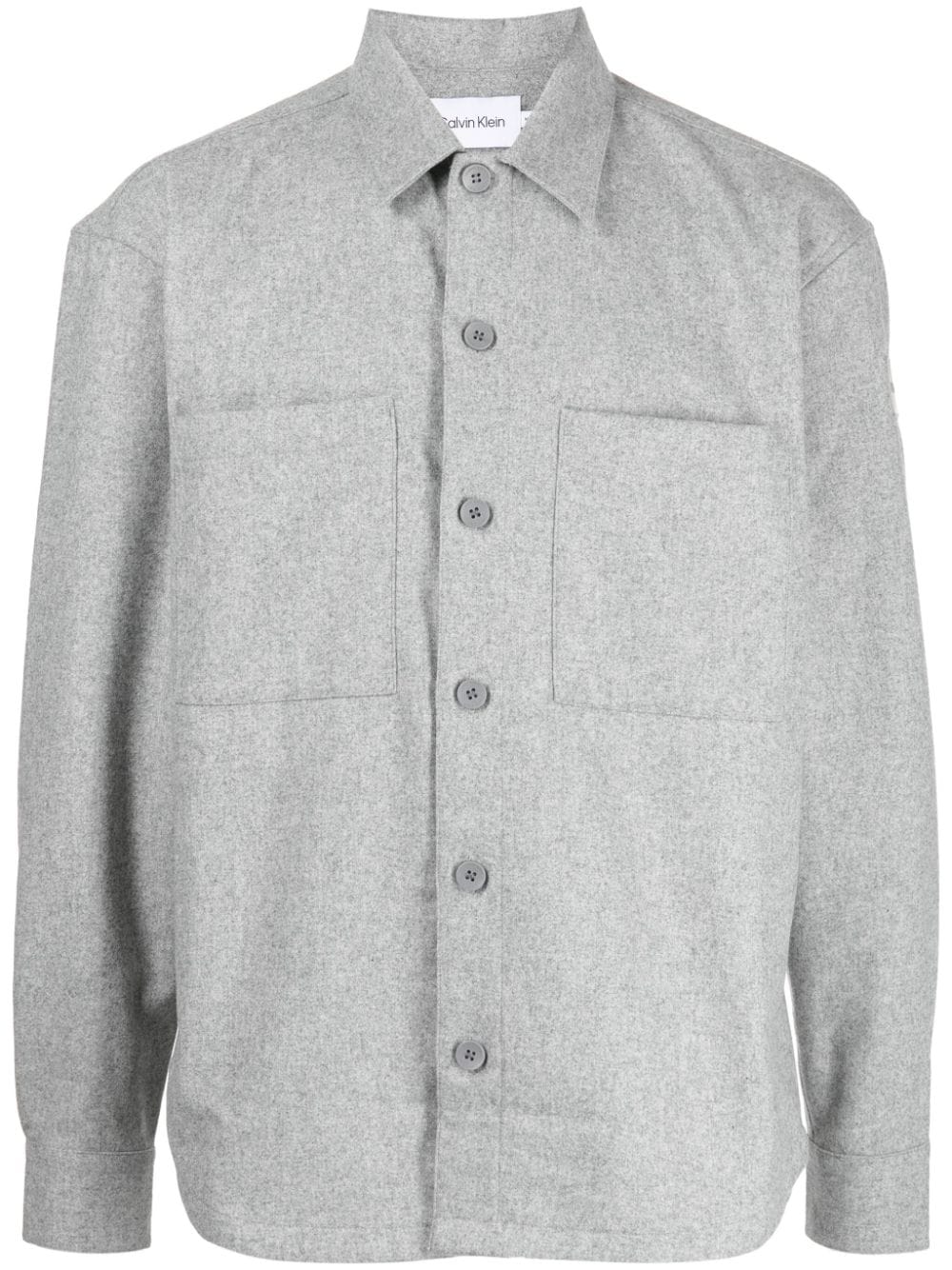 Calvin Klein Logo-appliqué Long-sleeve Shirt In Grey