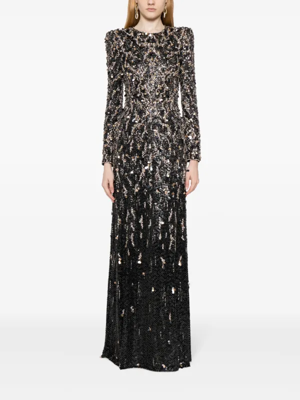 Jenny Packham Aurora A Linien Kleid Mit Perlen Schwarz FARFETCH AT