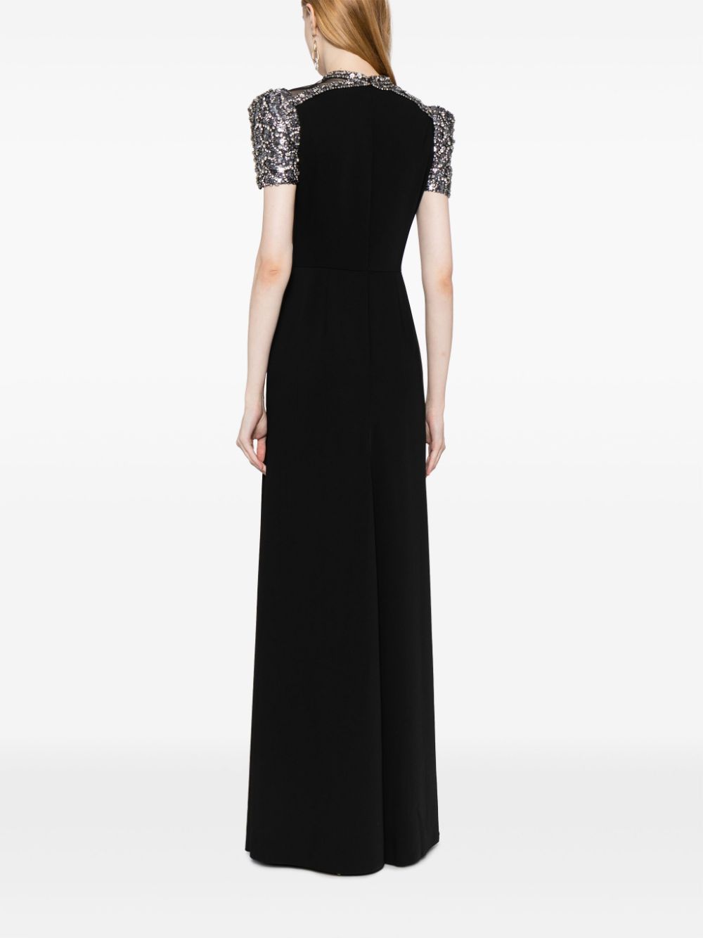 Shop Jenny Packham Daphne Crystal-embellished A-line Dress In Black