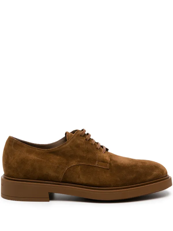 Gianvito Rossi William Suede Derby Shoes in Brown
