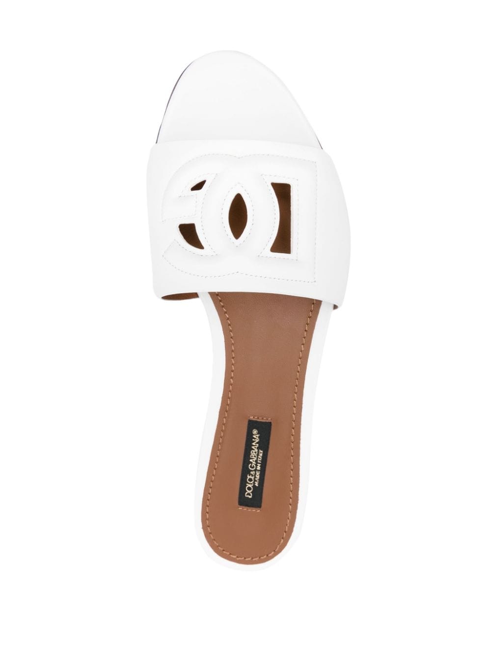Shop Dolce & Gabbana Logo-embossed Low-heel Sandals In White