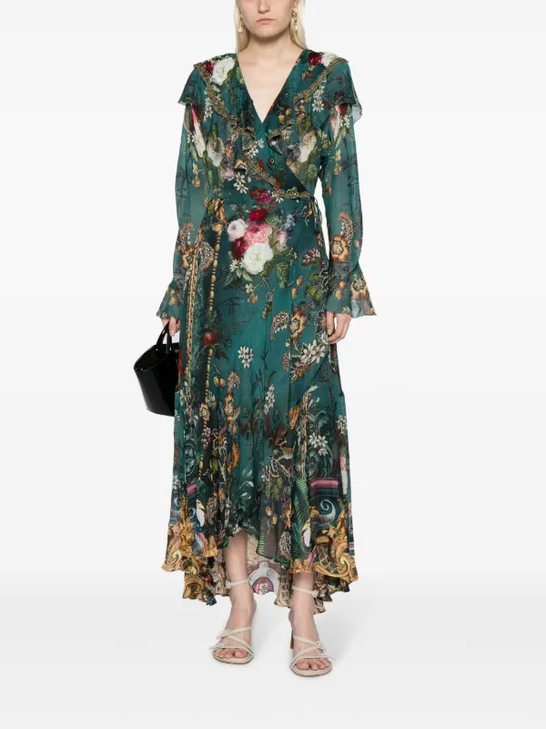 Camilla Verdis World silk wrap dress women Silk Silk M Green