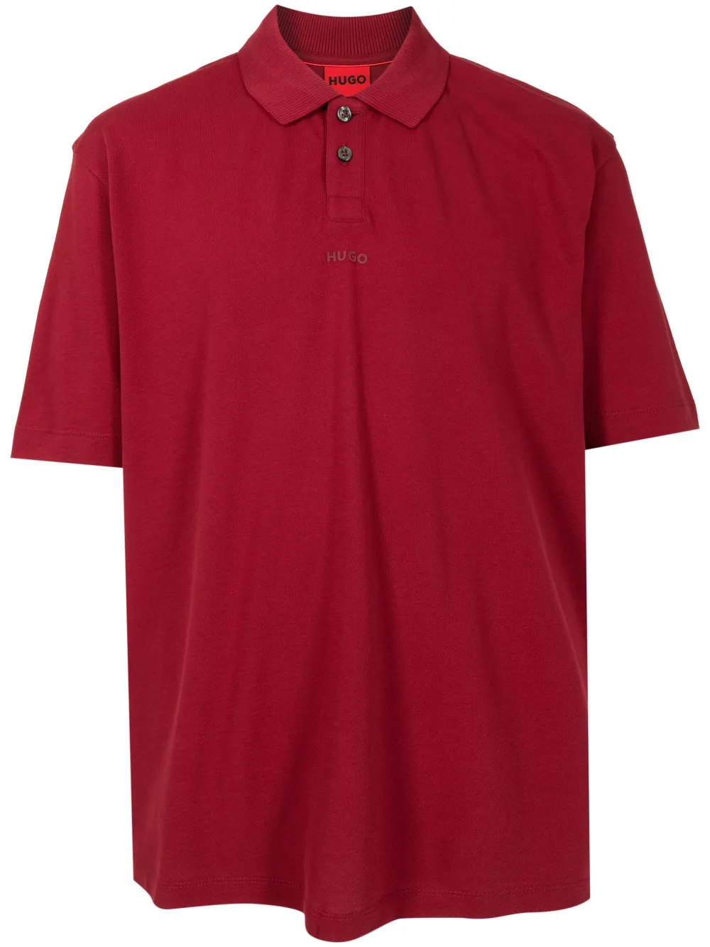HUGO Camisa polo de algodão com logo | Vermelho | Image 1