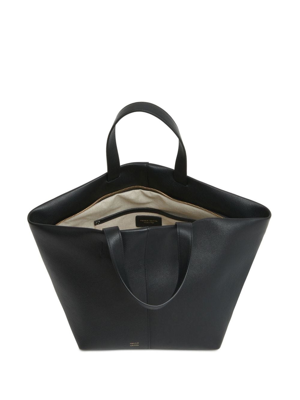 Shop Mansur Gavriel Tulipano Leather Tote Bag In Black