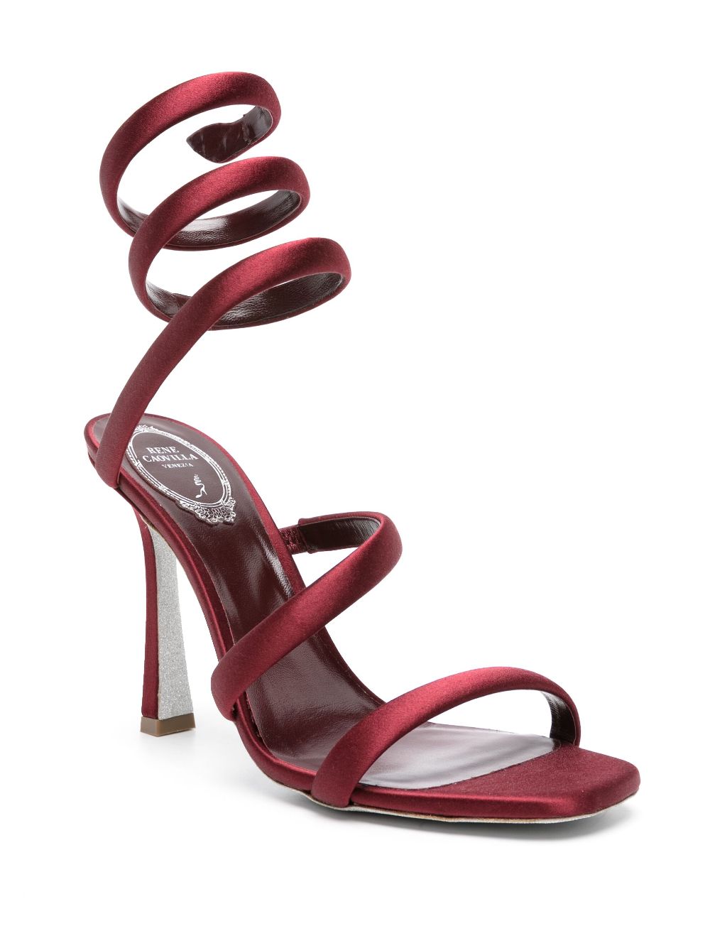 Shop René Caovilla Cleo 105mm Satin Sandals In Red