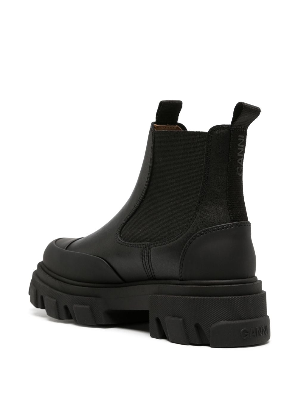 Shop Ganni Leather Chelsea Boots In Black