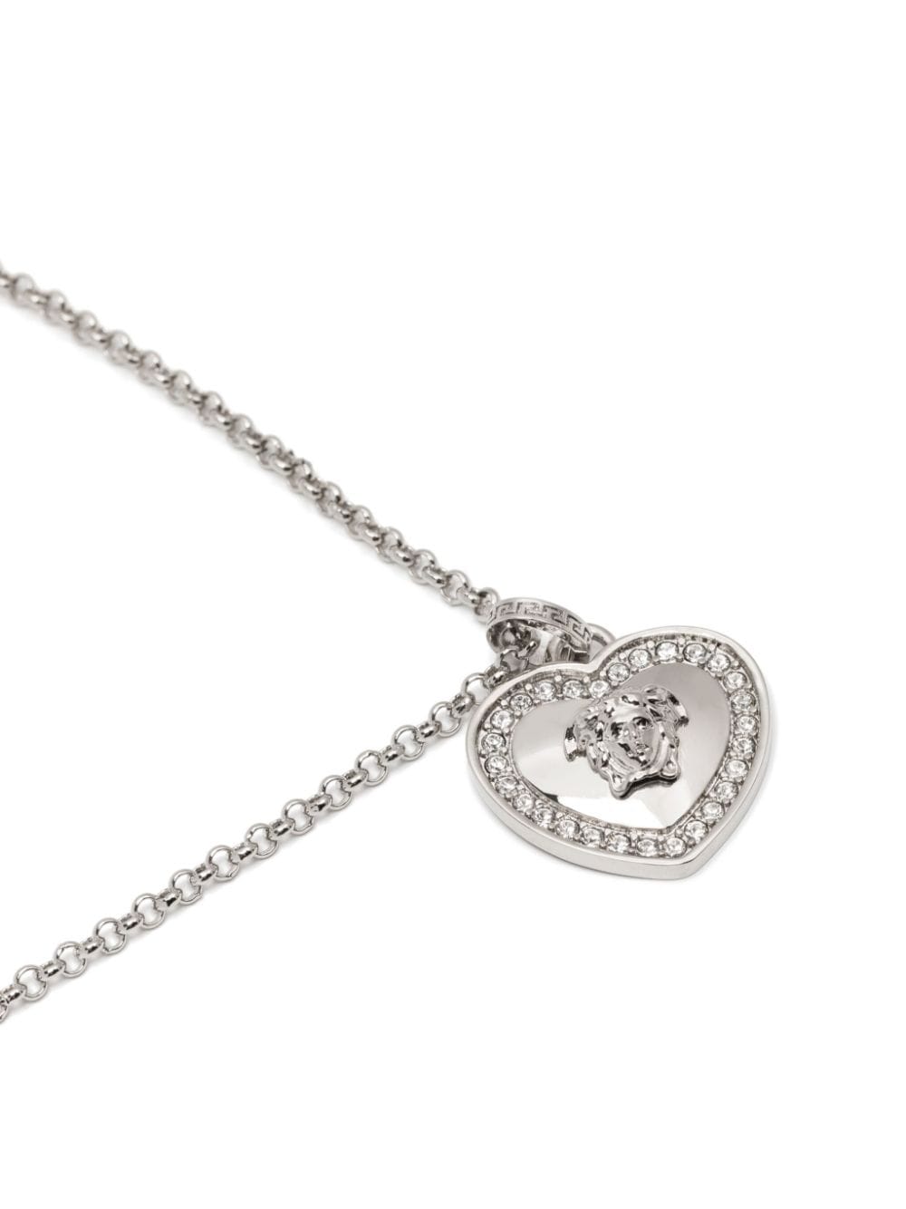 Shop Versace Heart Medusa Crystal-embellished Necklace In Silber