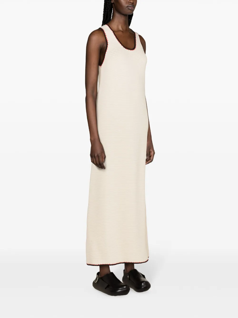 Shop Jil Sander Crochet-knit Maxi Dress In Neutrals