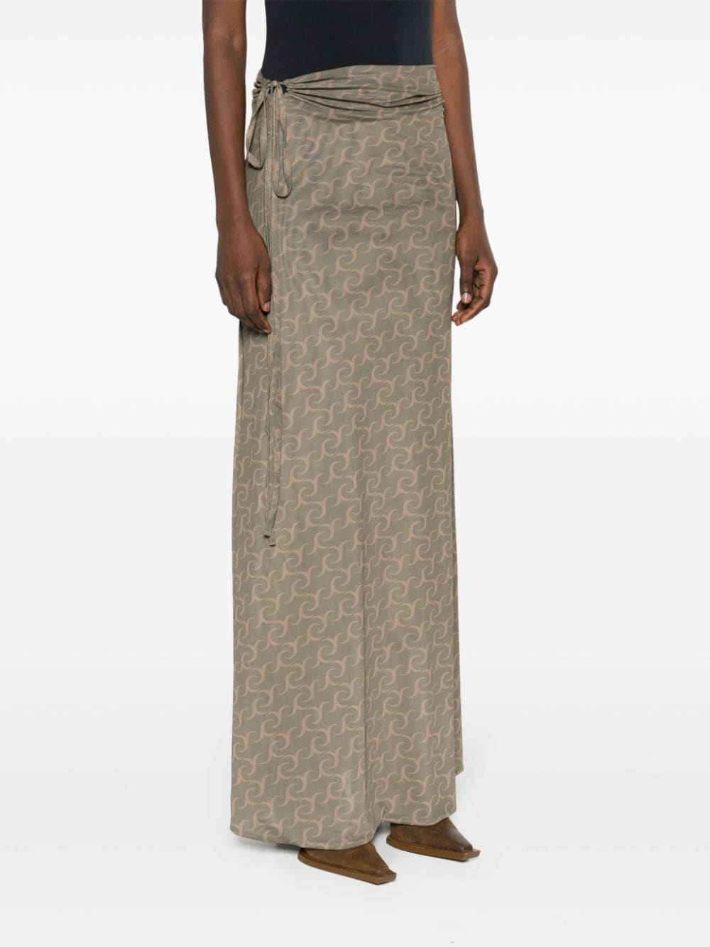 Shop Jade Cropper Monogram-jacquard Maxi Skirt In Brown