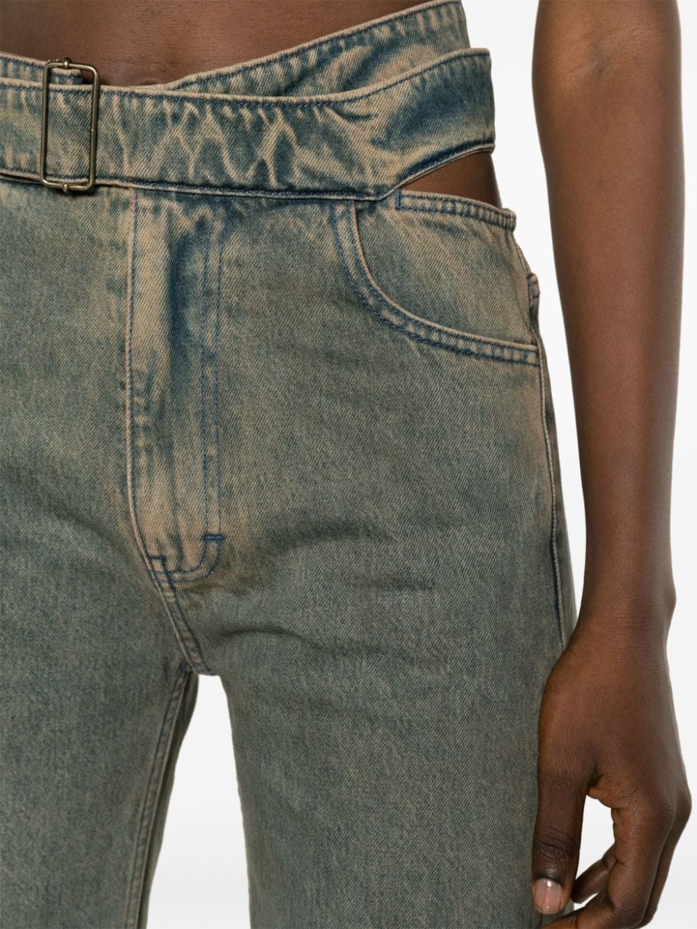 Shop Jade Cropper Wrap Belt Straight-leg Jeans In Blue