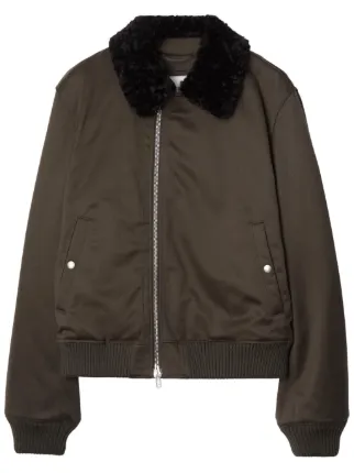 Burberry Zipped shearling collar Bomber Jacket Brown FARFETCH KW