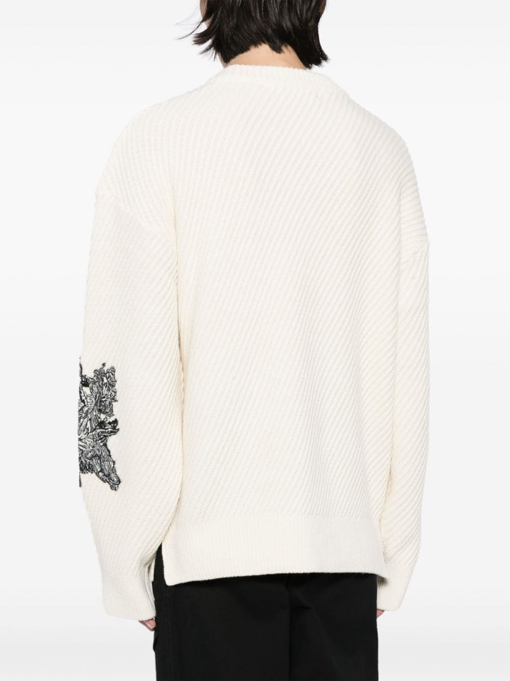 Shop Songzio Reflexion Diagonal Ribbed-knit Jumper In Weiss
