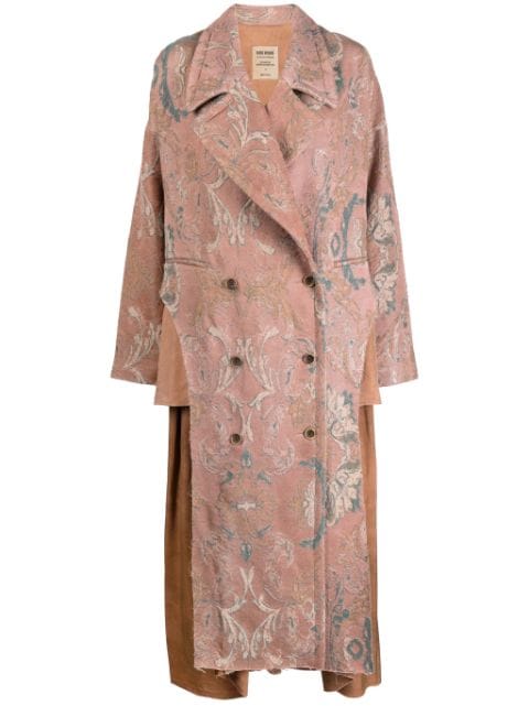 Uma Wang jacquard layered double-breasted coat
