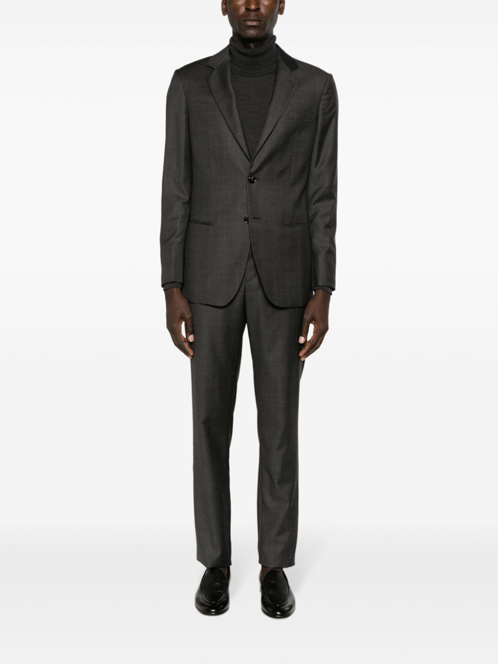 Shop Giorgio Armani Checked Two-piece Wool Suit In Grey