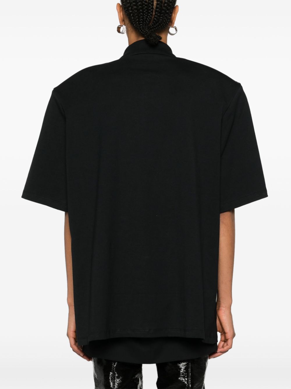Shop Attico Logo-appliqué Cotton Polo Shirt In Black