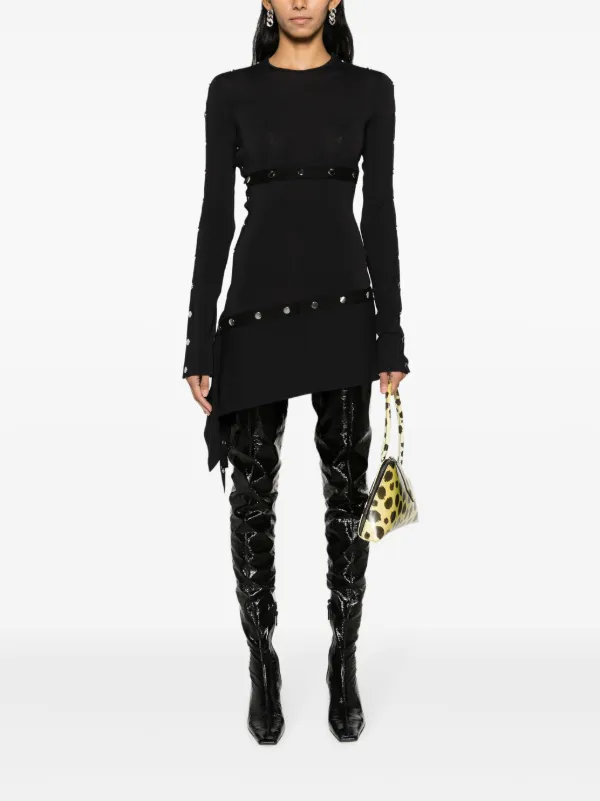 The Attico Studded Asymmetric Convertible Dress | Black