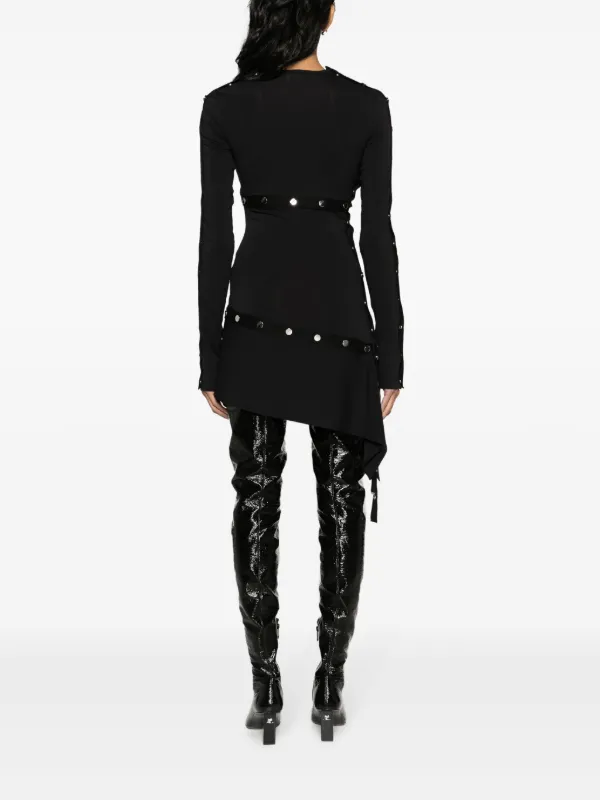 The Attico Studded Asymmetric Convertible Dress | Black