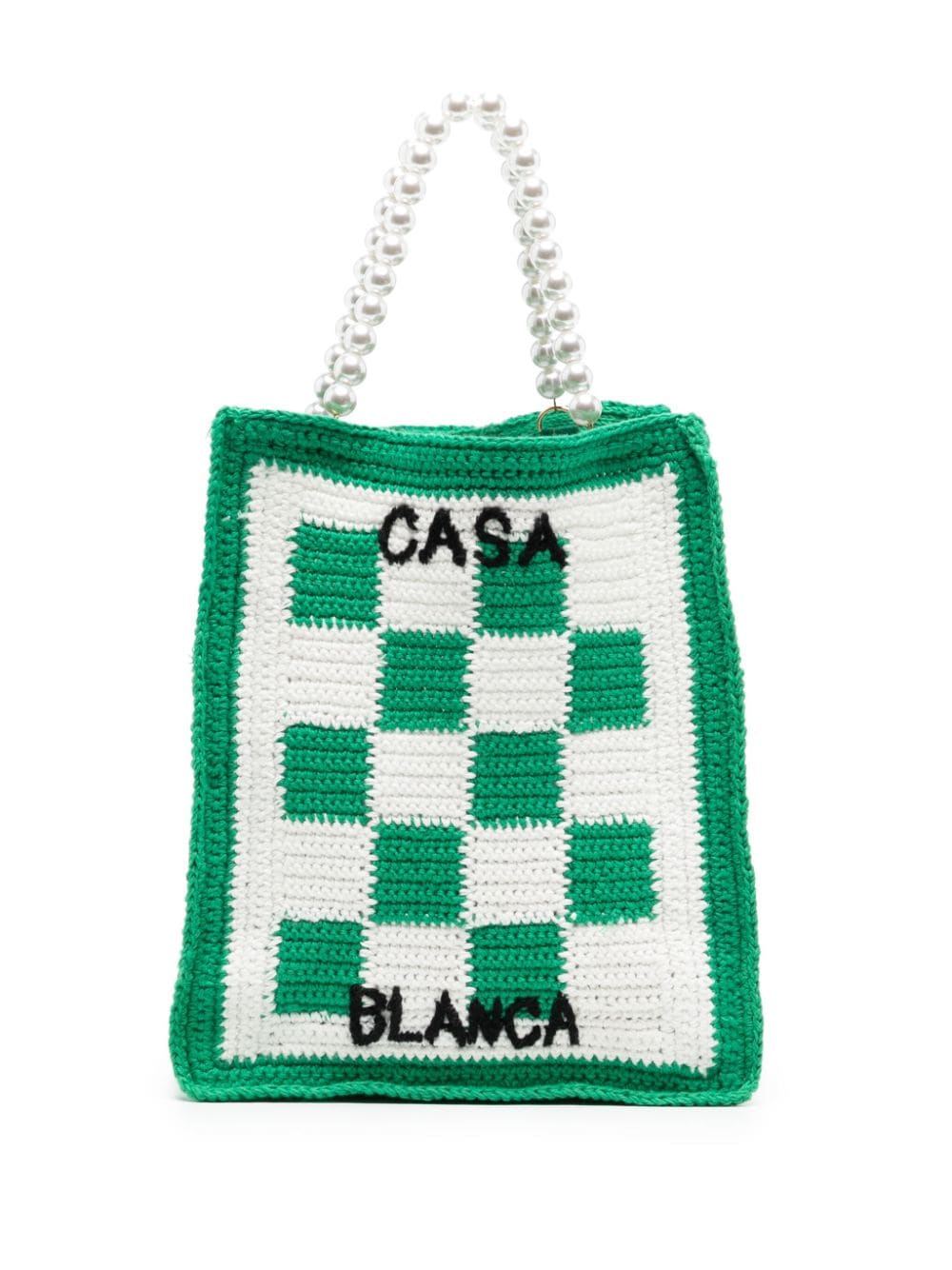 Shop Casablanca Arch Beaded Crochet Bag In Green