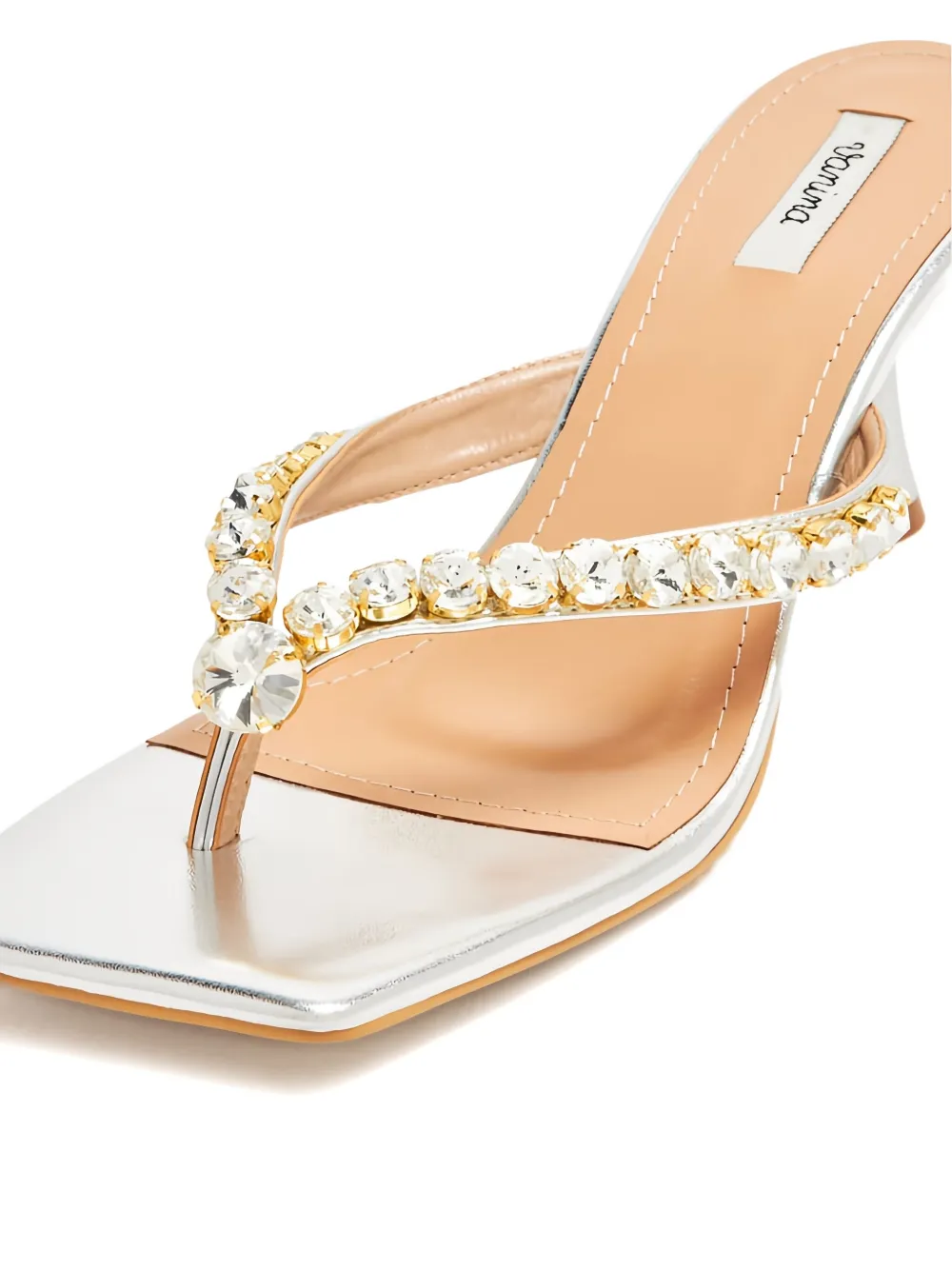 Vanina 70 mm sandalen verfraaid met kristallen en vierkante neus Zilver