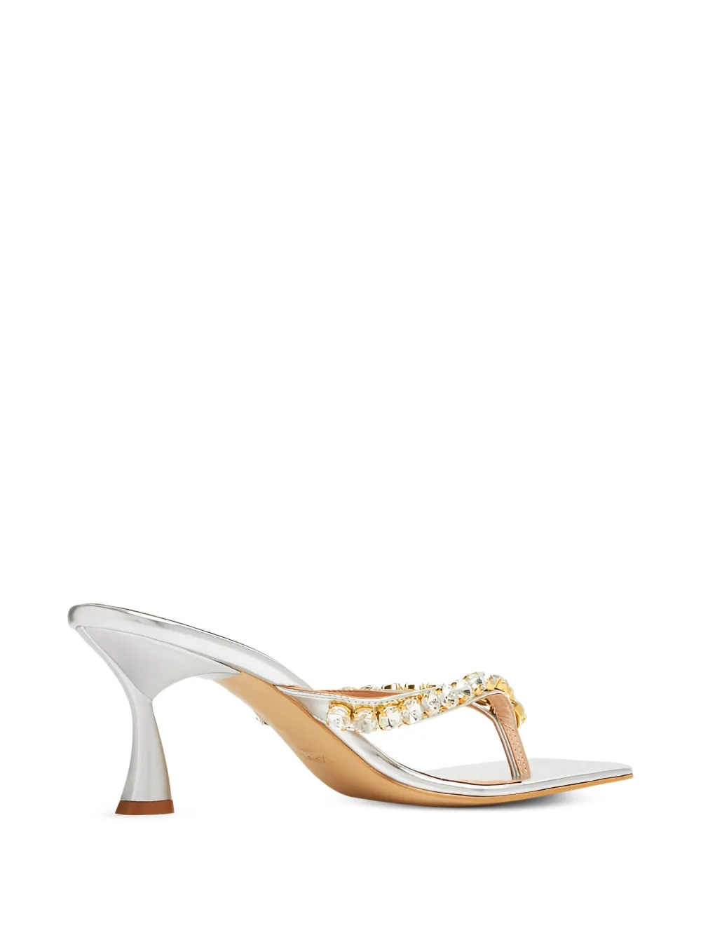 Vanina 70 mm sandalen verfraaid met kristallen en vierkante neus Zilver
