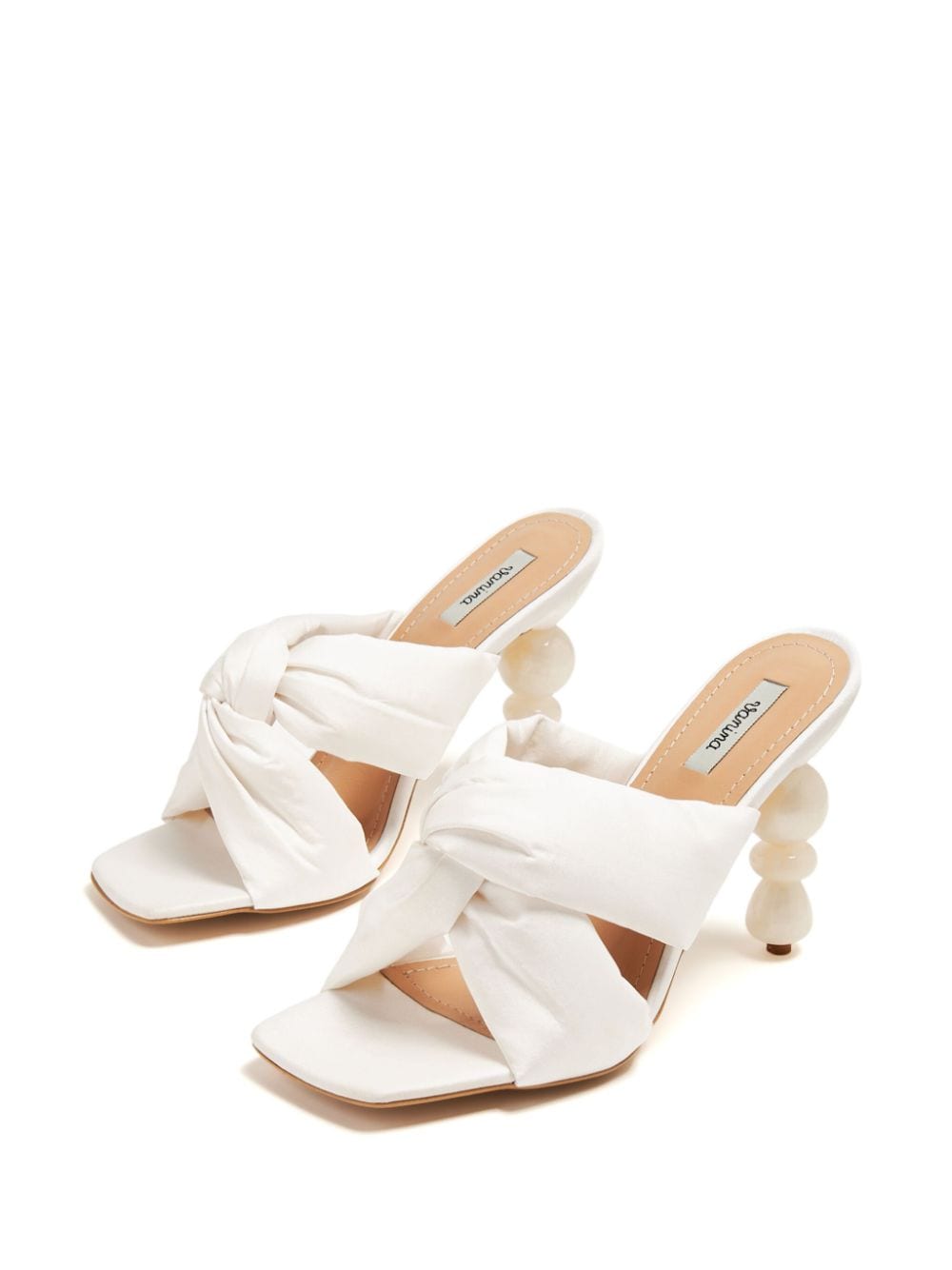 Shop Vanina Camelia 100mm Faux-pearl Mules In White