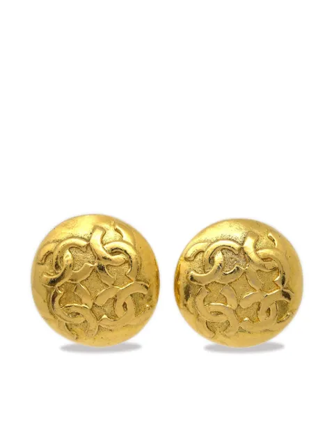 CHANEL Pre-Owned 1980-1990s CC button clip-on earrings