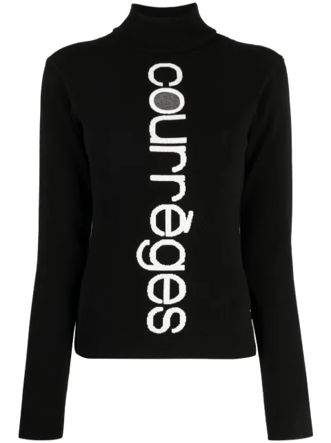 Courrèges mock-neck intarsia-knit jumper