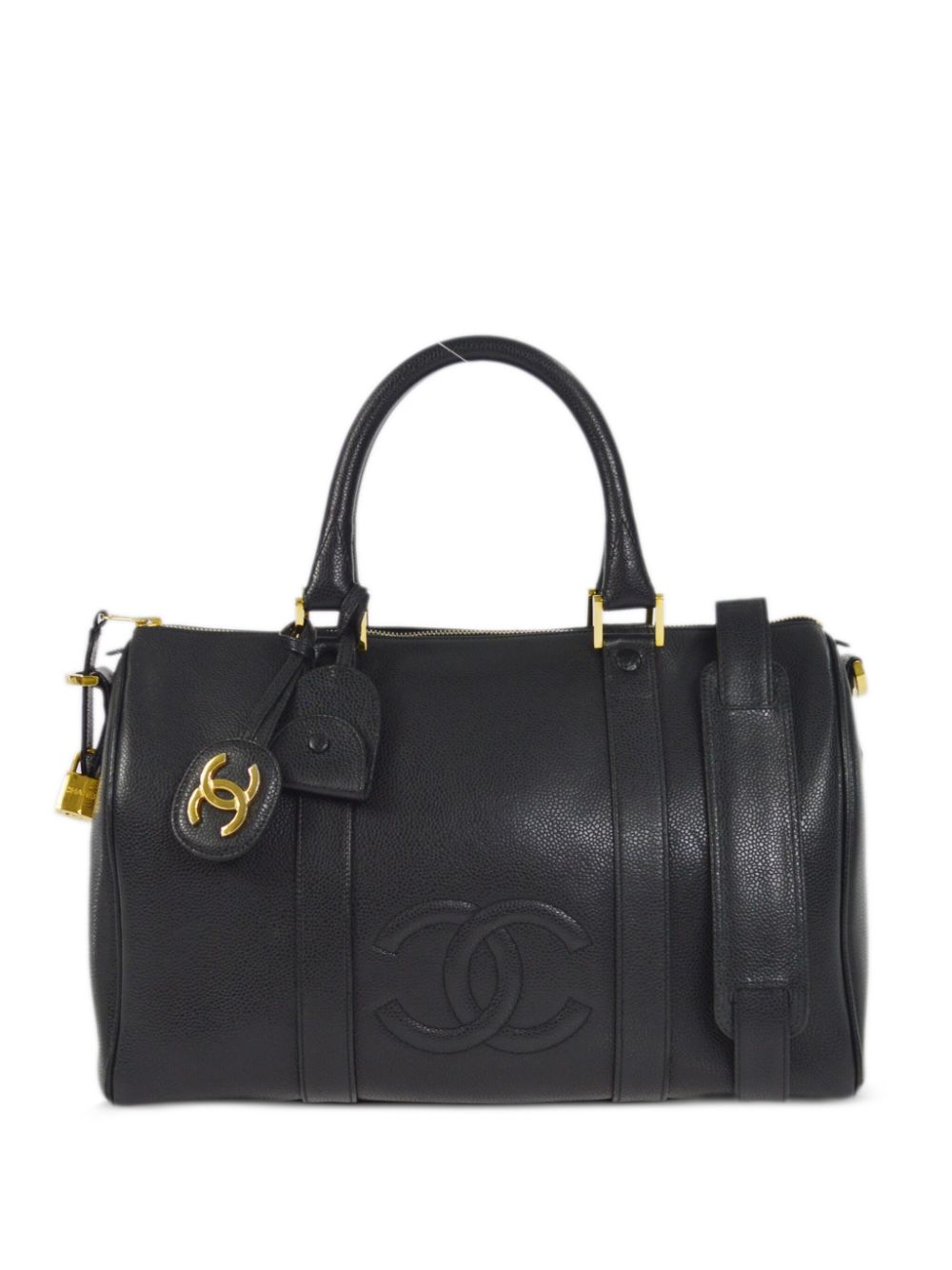 Affordable HOT SALE CHANEL 1995 CC leather travel bag Women