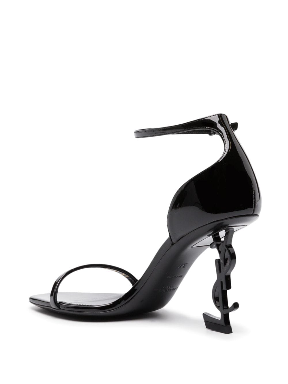 Shop Saint Laurent Opyum 85mm Patent Leather Sandals In Black