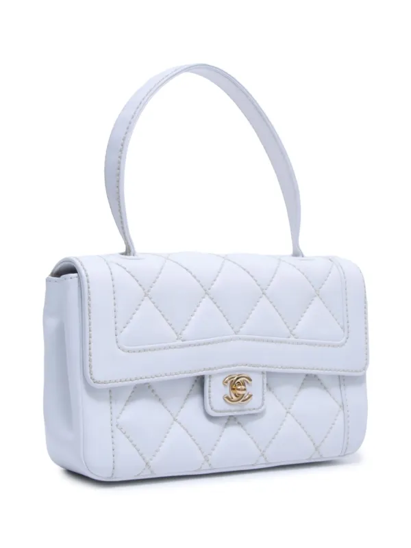 【S】CHANEL シャネル　ホワイト キルティング ハンドバッグ Chanel ホワイト キルティングハンドバッグ