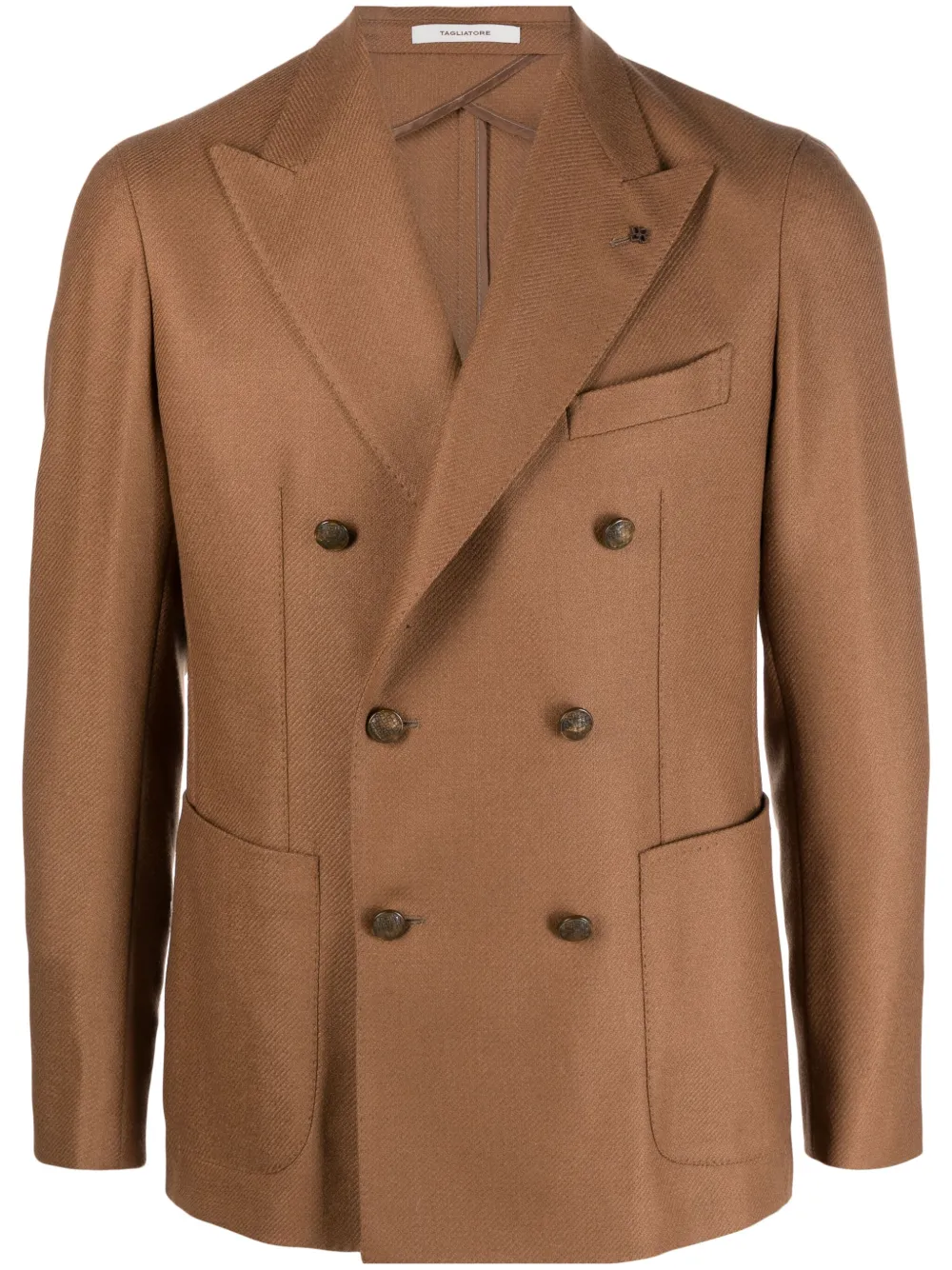 Tagliatore virgin-wool double-breasted blazer | Brown | Image 1
