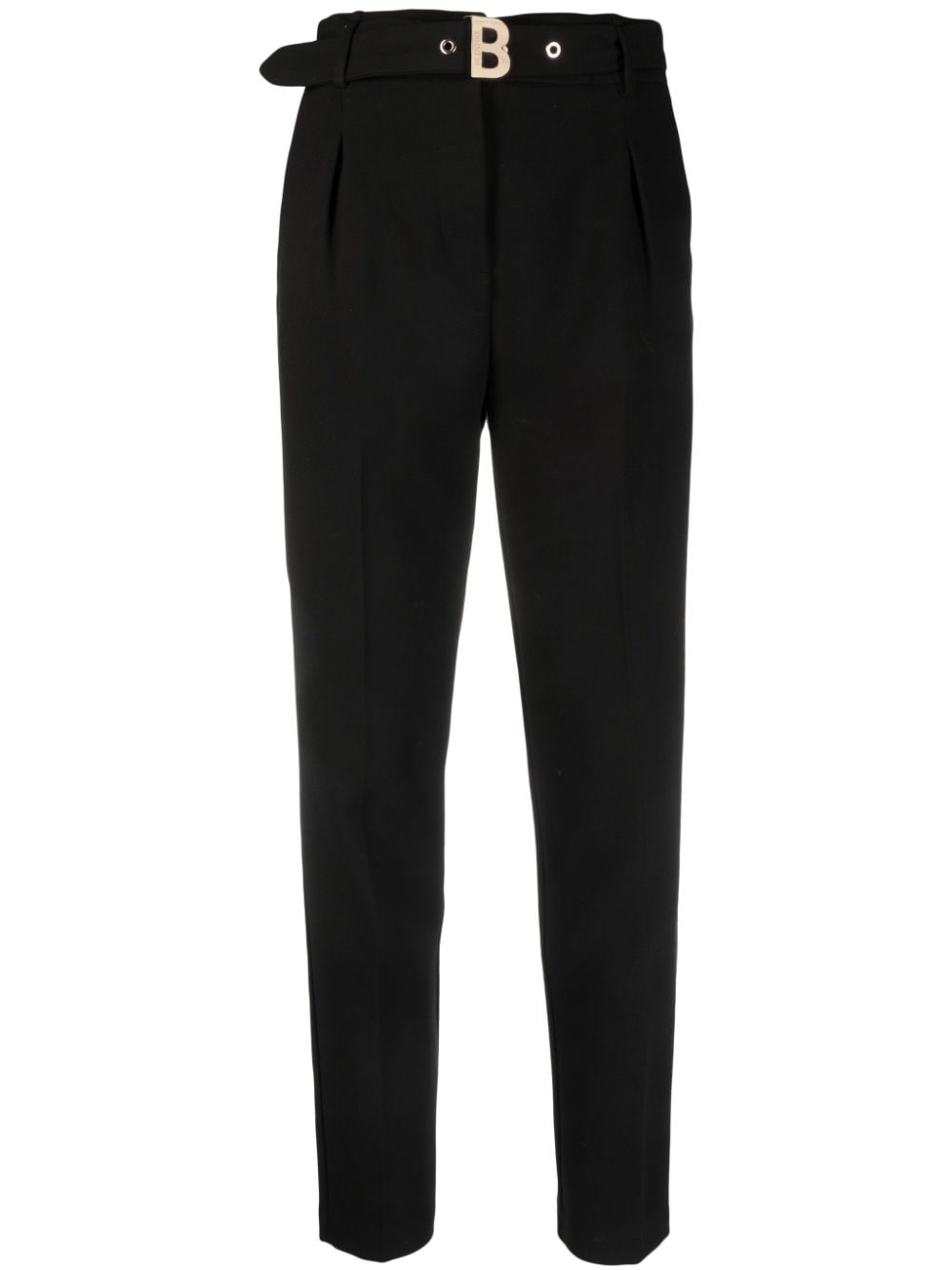 Blugirl Logo-buckle Tapered Trousers In Black