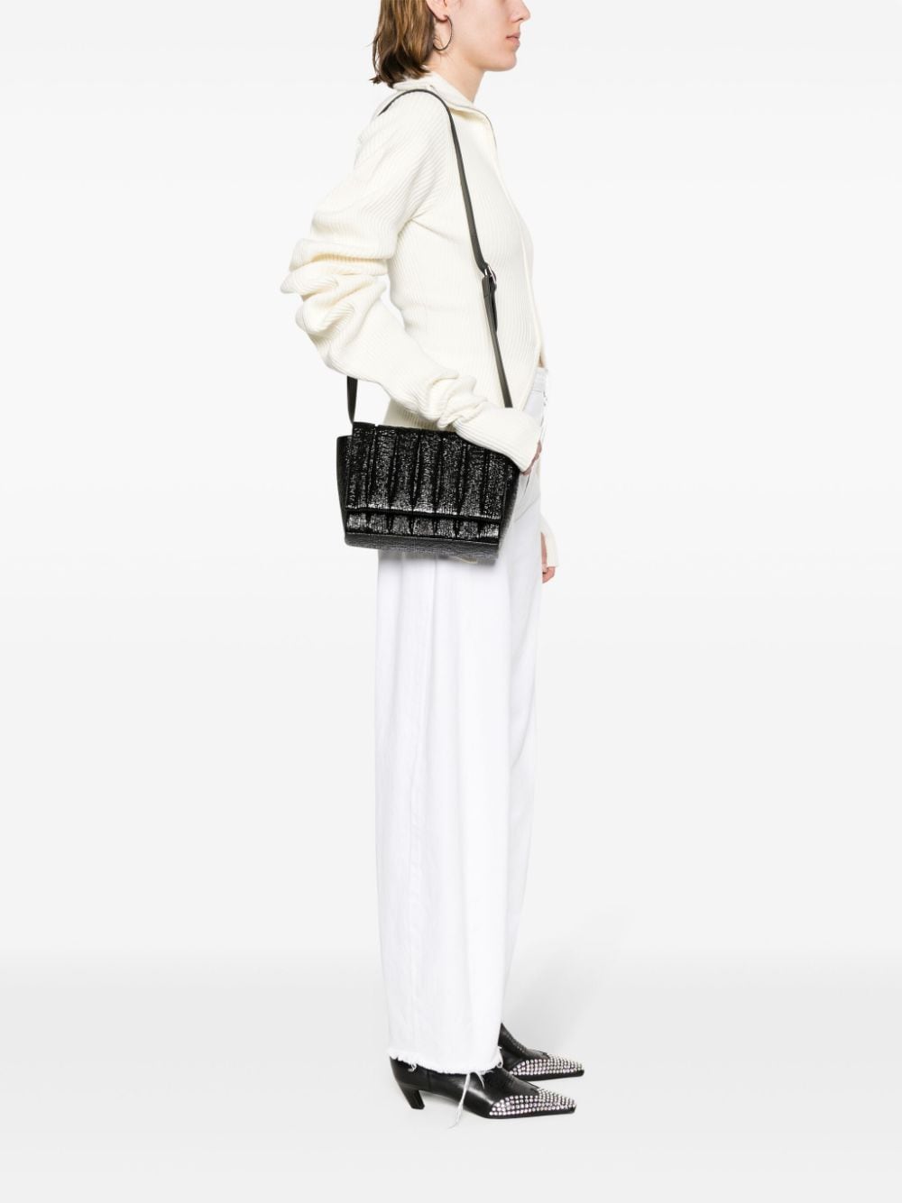 Shop Themoirè Feronia Textured-finish Crossbody Bag In Black