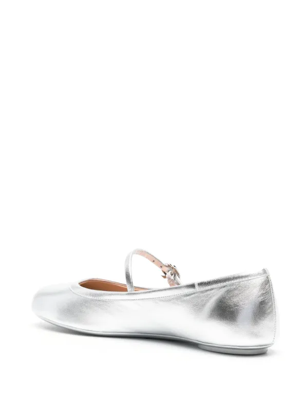 Gianvito Rossi Carla レザー フラットシューズ | シルバートーン