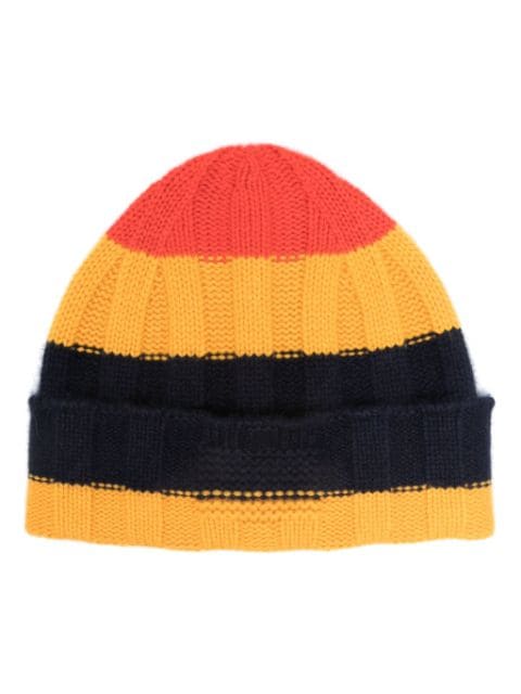 Guest In Residence striped ribbed cashmere beanie