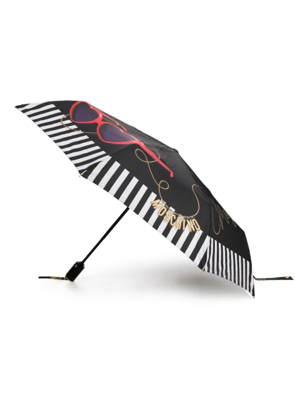 Moschino graphic-print Compact Umbrella | Black | FARFETCH HK