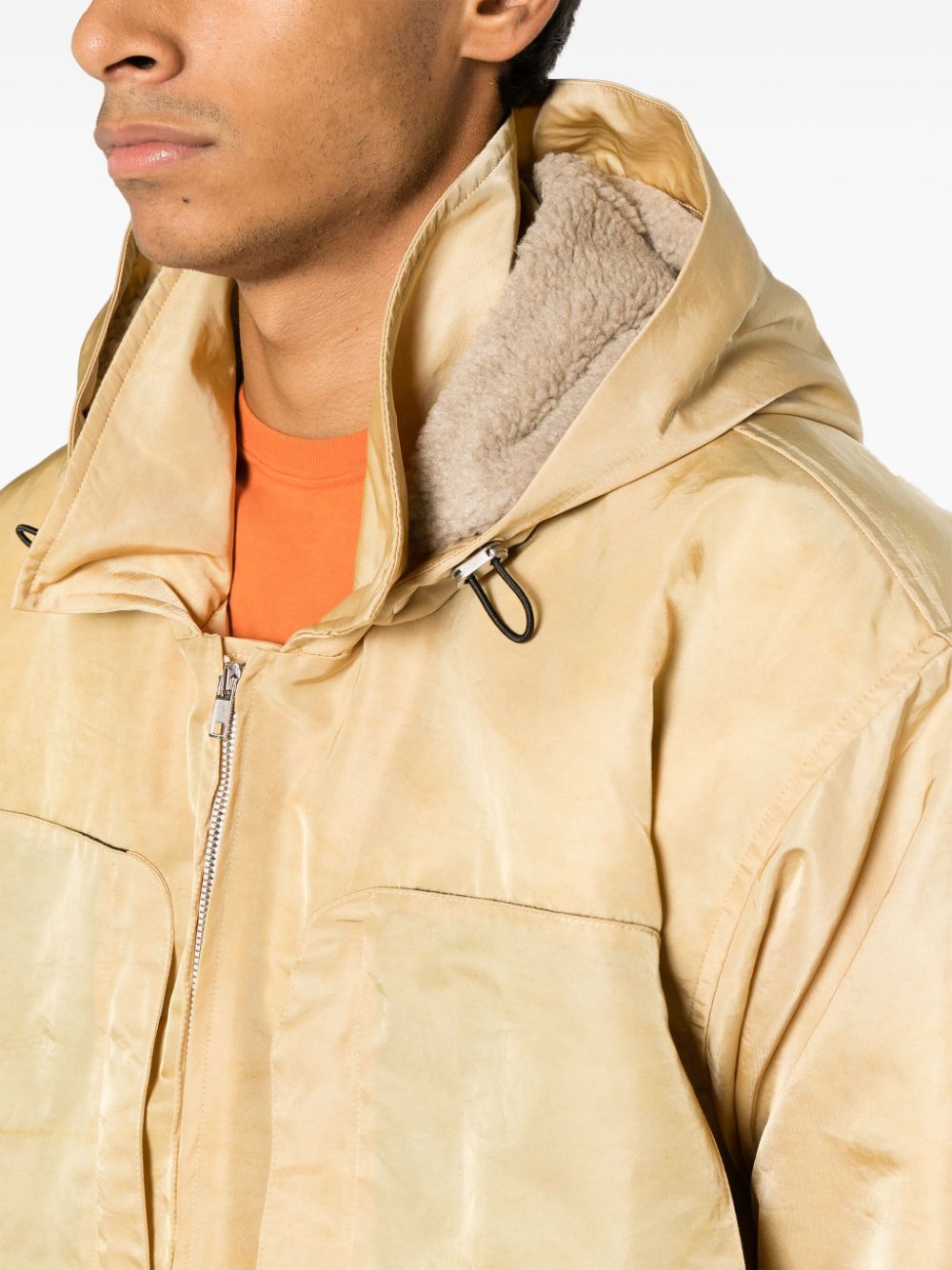 Shop Ranra Panelled Hooded Jacket In Gelb