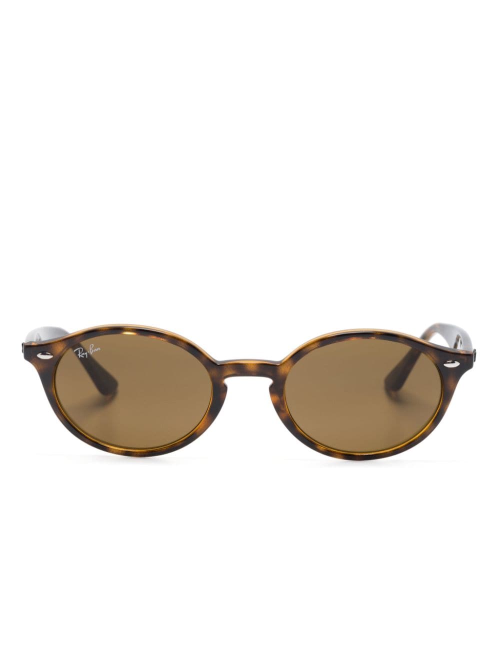 Ray Ban Tortoiseshell-effect Oval-frame Sunglasses In Braun