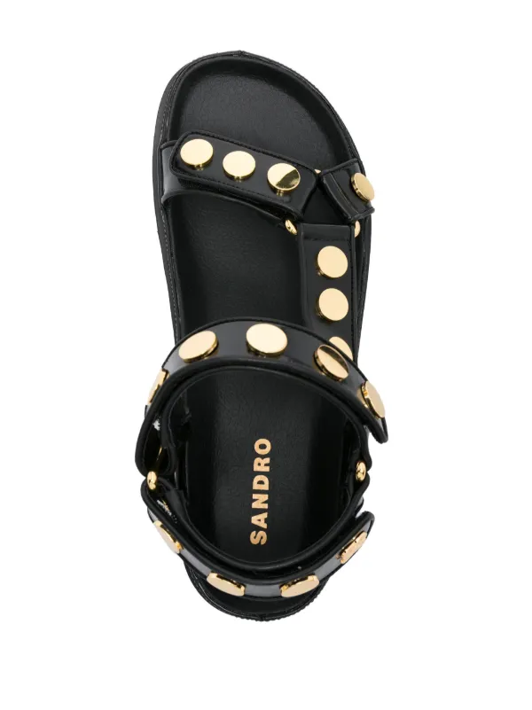 SANDRO stud-detail Leather Sandas - Farfetch