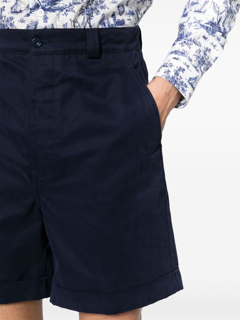 Shop Fursac Turn-up Bermuda Shorts In Blue
