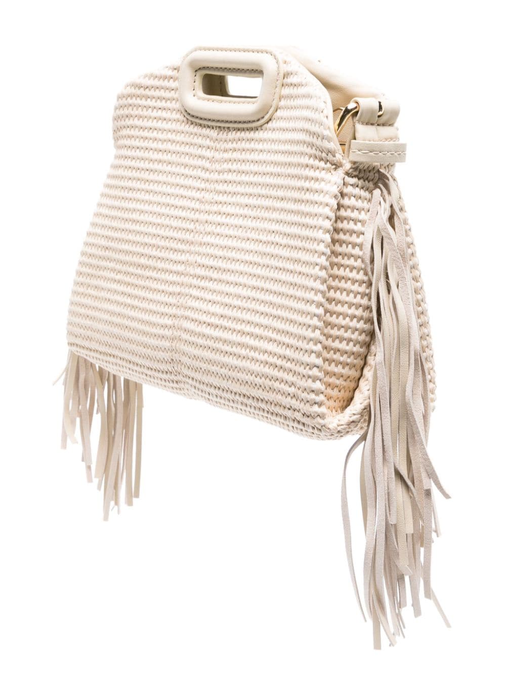 Shop Maje M Fringed Tote Bag In Neutrals