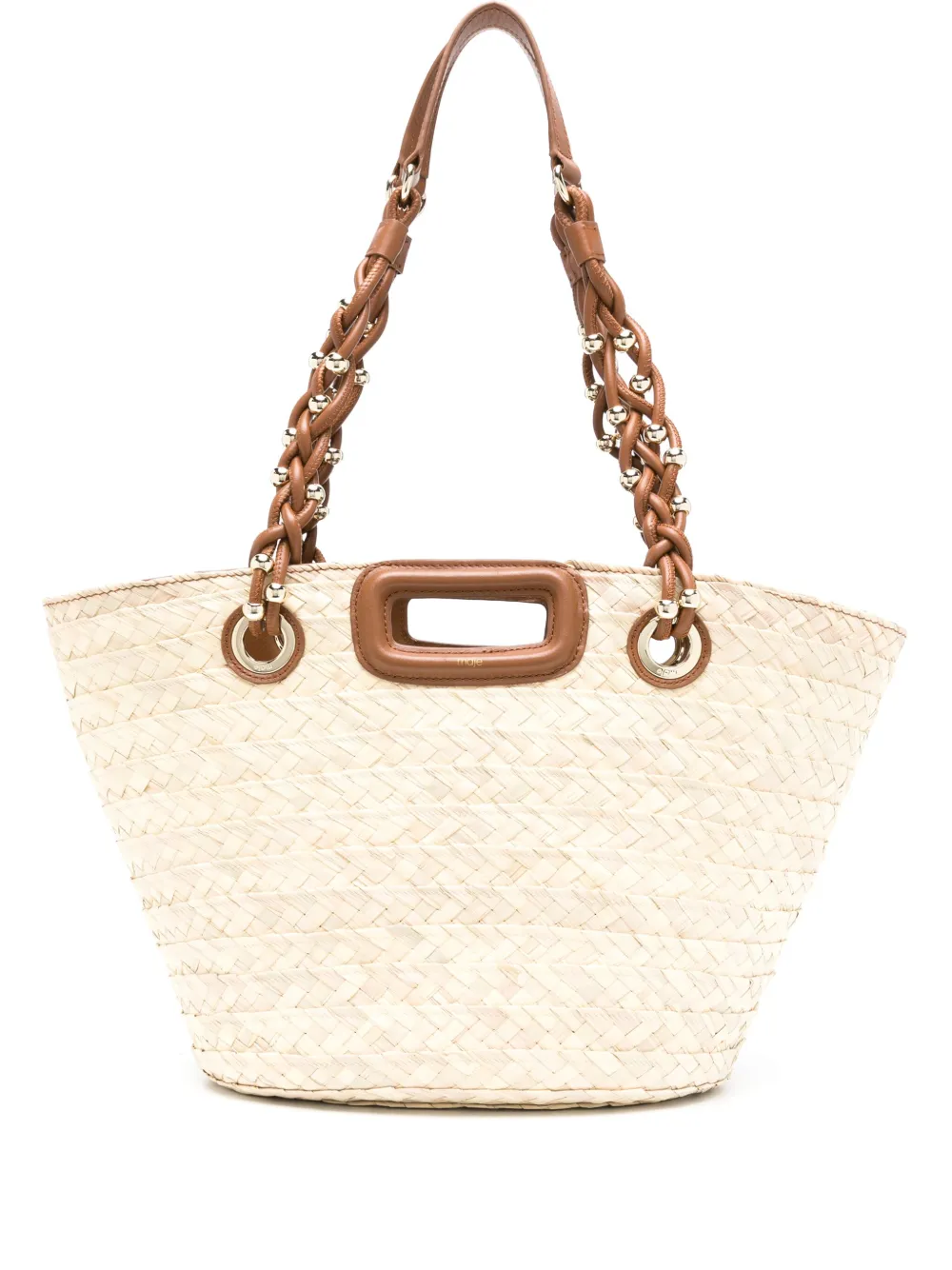 Maje Basket Shoulder Bag In Brown