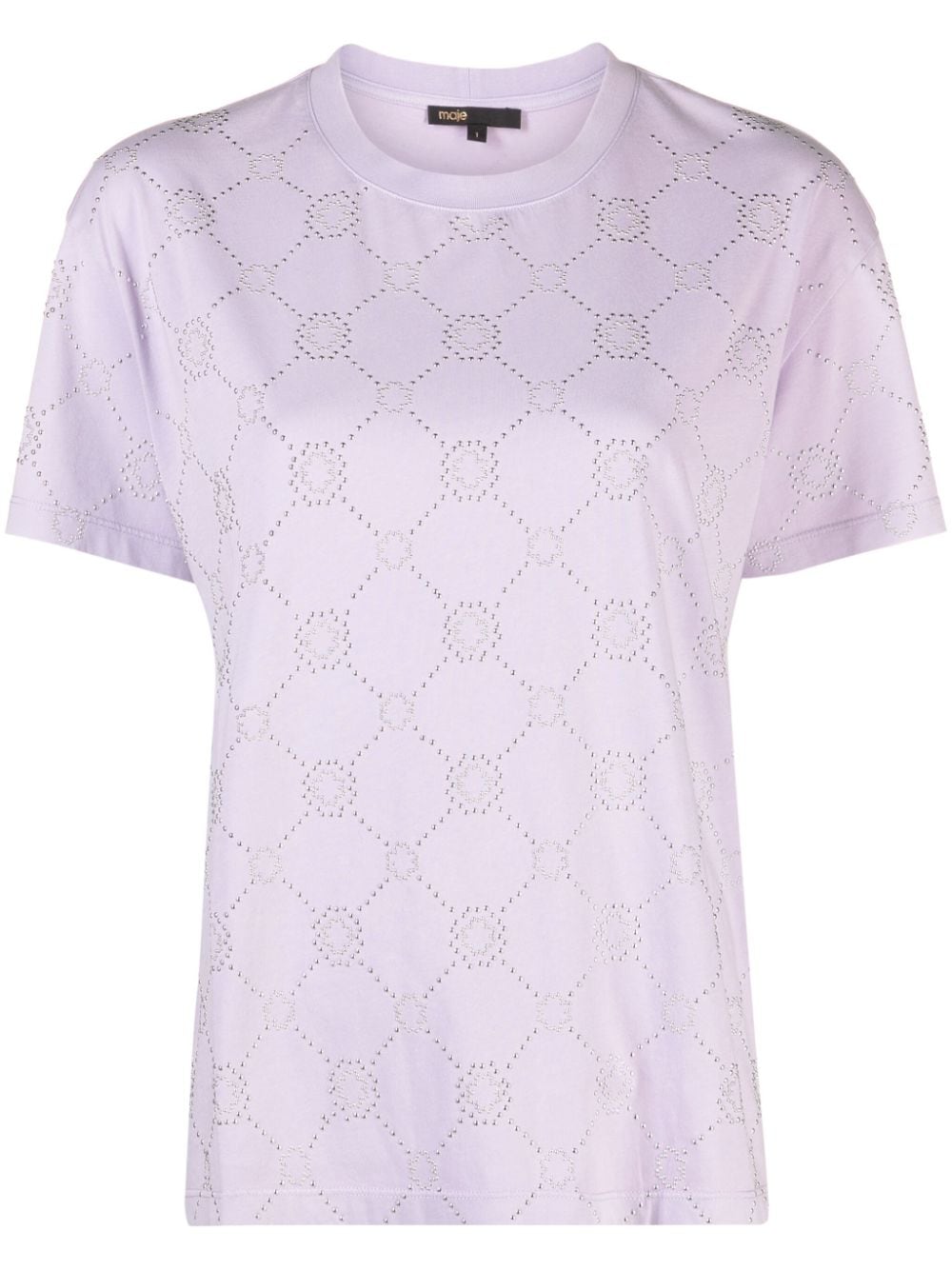 MAJE STUD-EMBELLISHED COTTON T-SHIRT